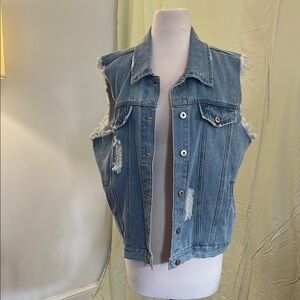 Love Tree Distressed Denim Vest